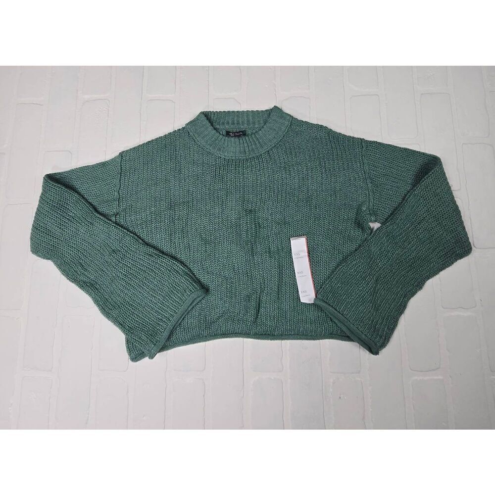 Wild Fable Green Mock Collared Cropped Sweater XXSmall
